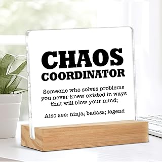 Chaos Coordinator Definition Sign Chaos Coordinator Gifts Home Office Decor for Desk Shelf Table