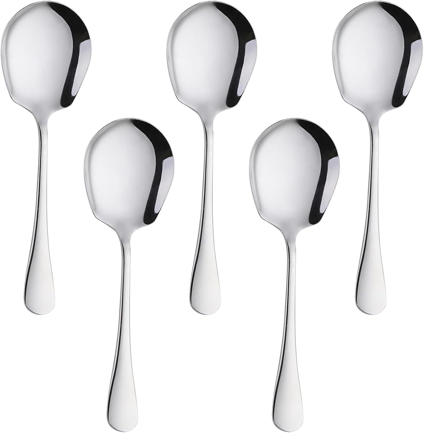 Spoons Set of 5 Cooking Spoons Kitchen Tools Stainless Steel Easy to Clean Antibacterial Corrosion Resistant Durable Dishwasher Safe for Hotel, Restaurant, Commercial Use, Serving Platter