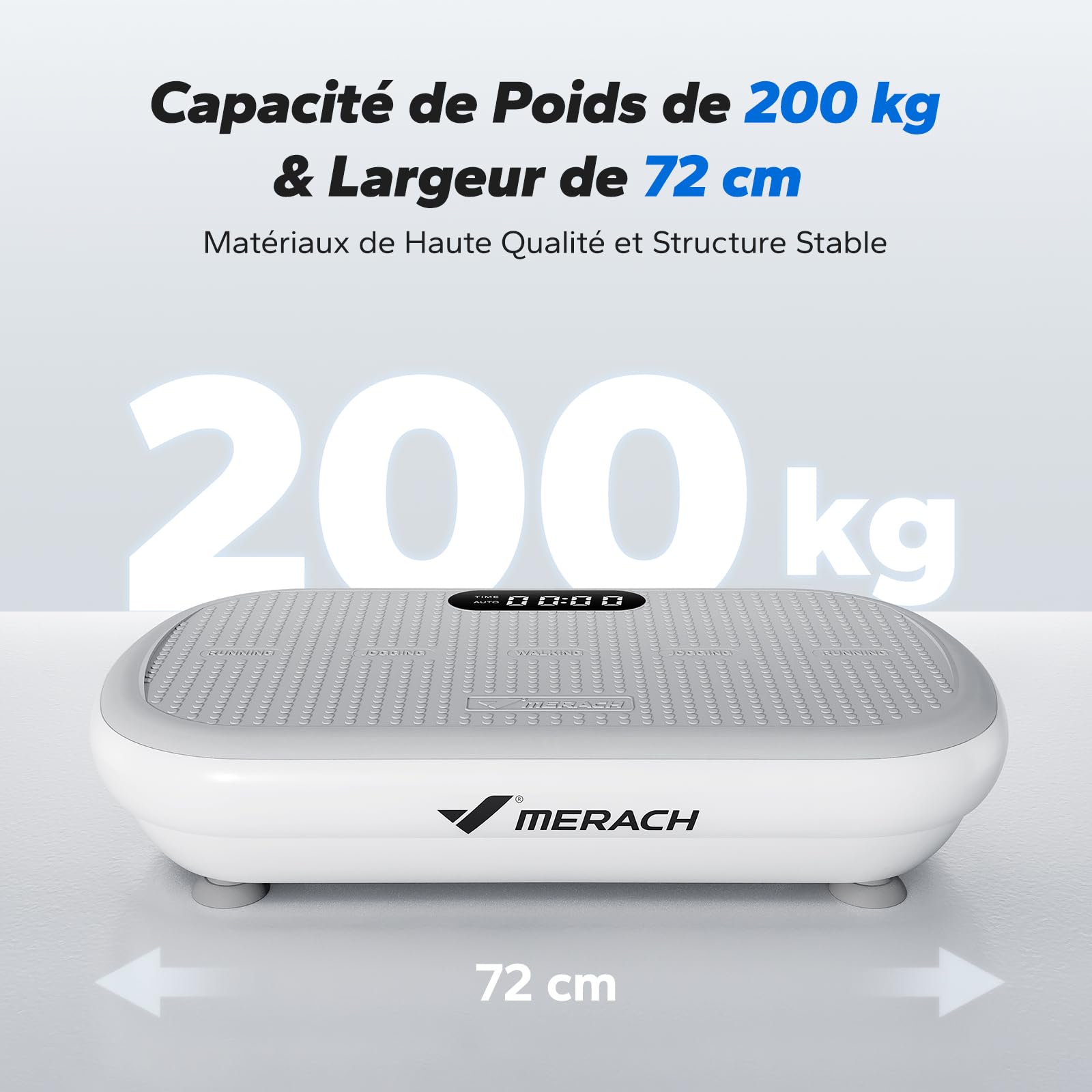 MERACH Plateforme Vibrante Puissante, Amplitude 13 mm, Capacité 200 kg, Pédale Silicone, Haut-Parleur Bluetooth