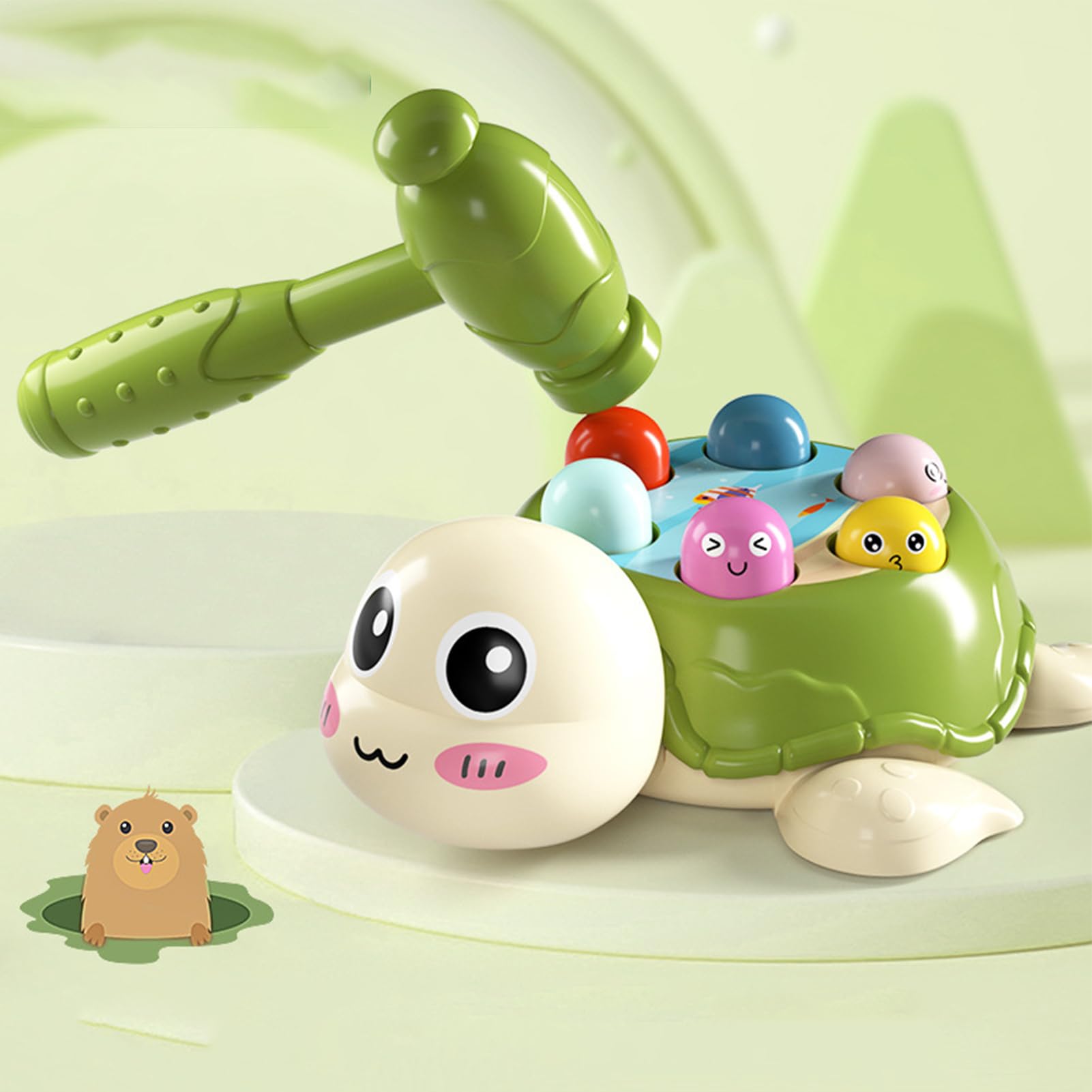 Générique Jeu De Tape Taupe - Jeu De Marteau Tortue - Éducatif Interactif Mignon pour D'âge Préscolaire Bébés Garçon Et Fille pour Développement des Compétences Activités Ludiques
