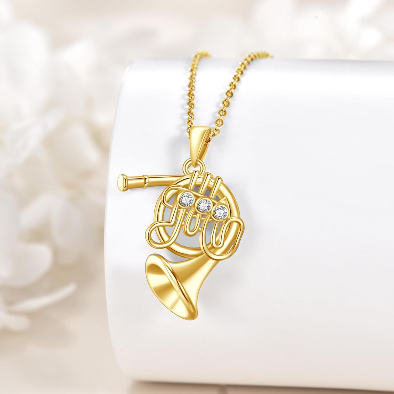 URONE Instrument Necklace 925 Sterling Silver French Horn/Harp/Violin/Drum/Trumpet Pendant Music Instrument Jewelry Gifts For Women - Image 3