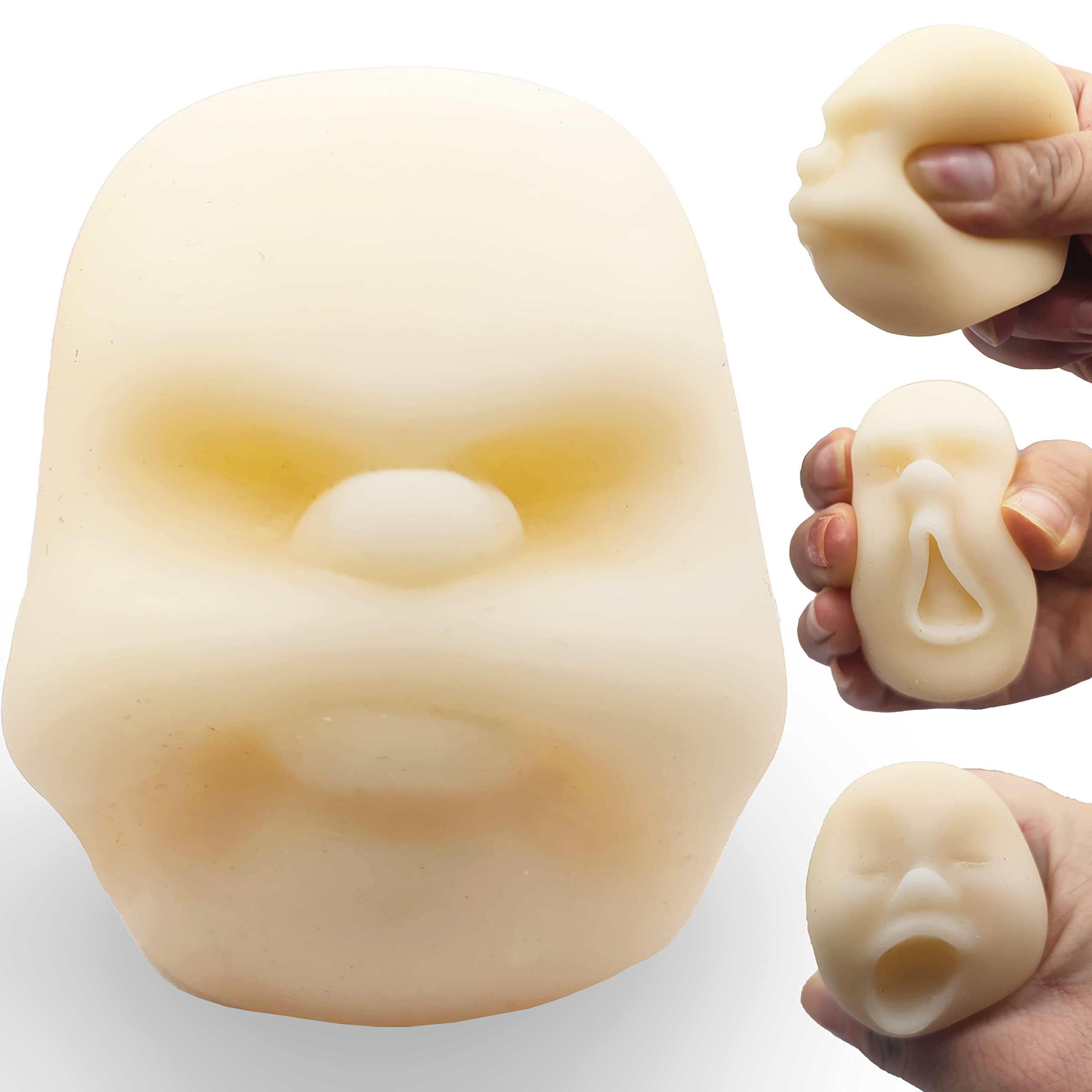 Funny Weird Human Face Emotion Ball for Kids and Adults,Solid Stuffed Toy,Pull, Stretch and Squeeze Stress Toy, Decompression Anxiety Relief Gift for Easter,Classroom,Hospital (Sulkiness, White)