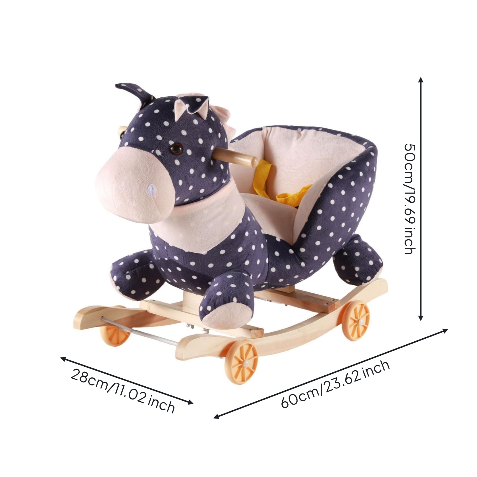 Cavallo a Dondolo con Ruote Morbido Cavalluccio a Dondolo Felpato Robusto Giocattolo per Bambini, Cameretta, color to 2, 60 28 50CM