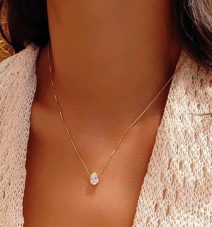 Miniatura 4 de Conjunto de joyas chapado en oro de 18 quilates, cristal de circonita de diamantes de imitación, cristal de circonita, collar+pendientes, Oro