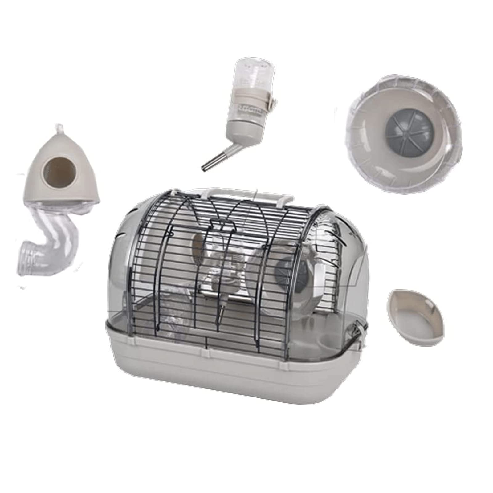 PAASHE Jaula de hámster Moderna Jaula de hámster Transparente Casa con Jarra Rueda para Correr Jaula Colgante Caja de Comida Accesorios Hábitat de Animales