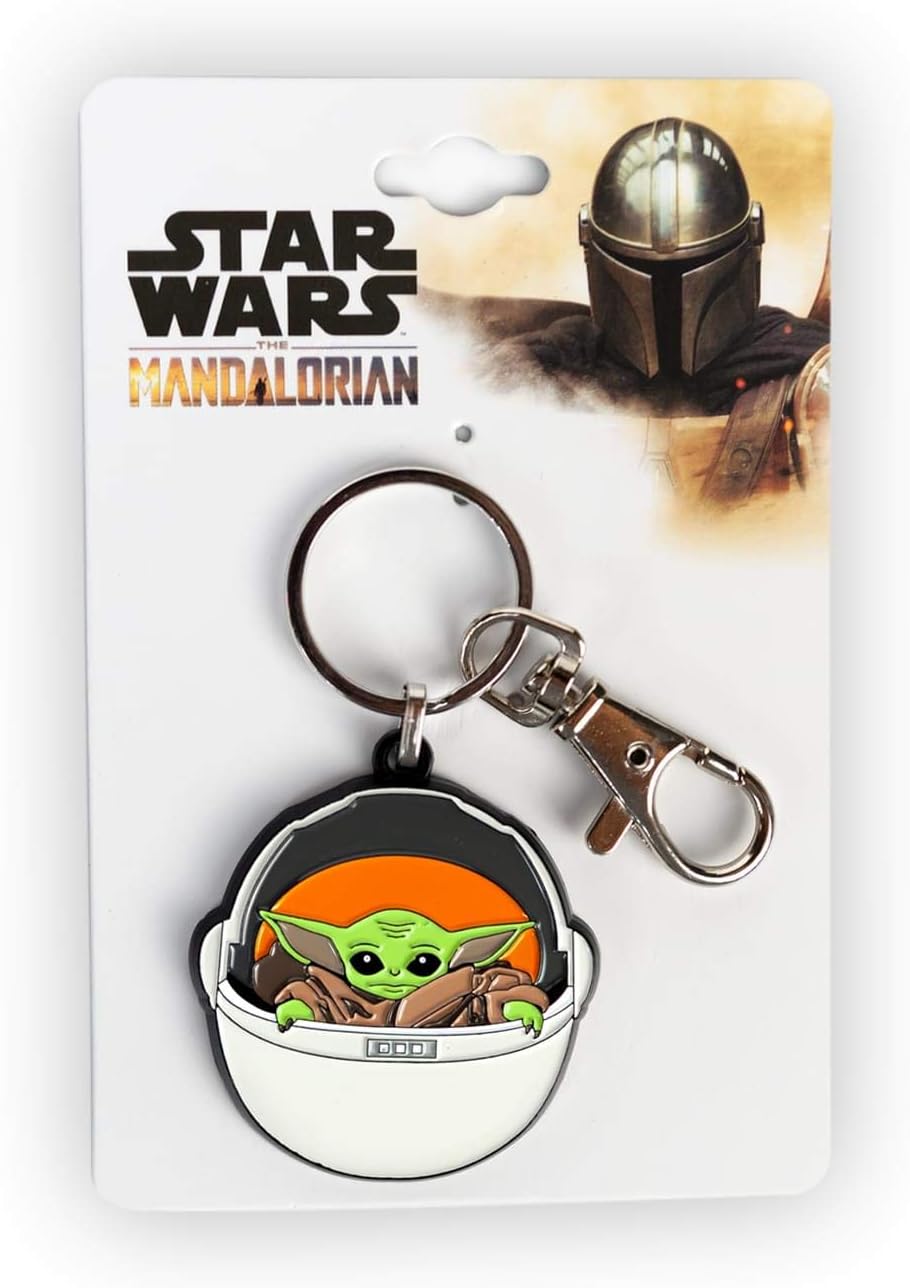 SalesOne Star Wars: The Mandalorian The Child Collector Keychain Pendant | Official Star Wars Collectible Enamel Pendant Keychain | Baby Yoda In Carriage | Measures 1.5 Inches