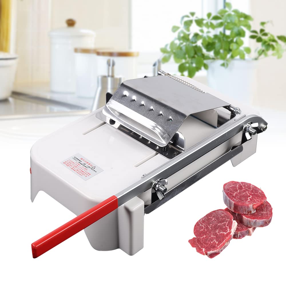 Affettatrice manuale & Schneider in acciaio inox – affettatrice per carne con spessore di taglio regolabile 0,25 – 25 mm – Affettatrice per carne congelata, pancetta, prosciutto