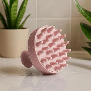 Wuze Scalp Massager Shampoo Brush with Soft Silicone Bristles (Dusky Pink)