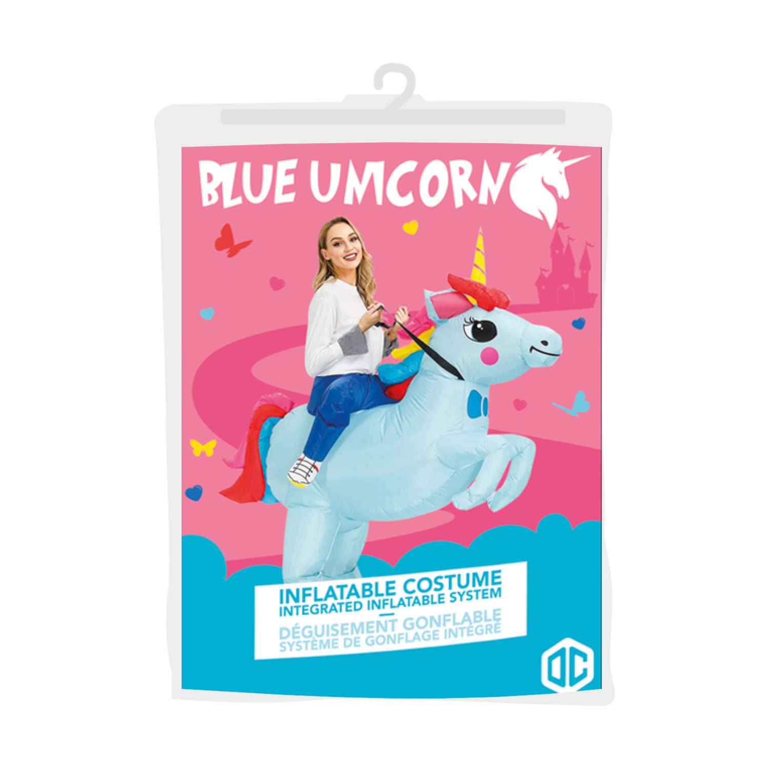 AirSuit® Aufblasbare Verkleidung Blaues Einhorn | Ungewöhnliches Kostüm in Erwachsene | Größe 160 bis 190cm | Premium Qualität | Aus sehr strapazierfähigem Polyester | Aufblassystem | OriginalCup®