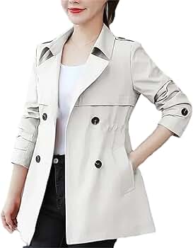 Amazon.com: Women's Short Trench Coat – Spring Fall Double