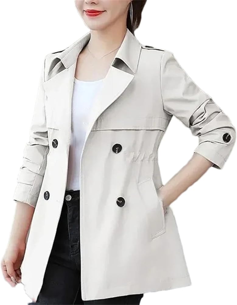 Amazon.com: Women's Short Trench Coat – Spring Fall Double