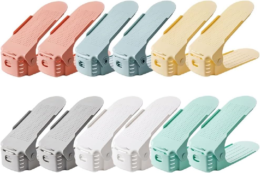 Shoe Slots Organizer,3 Heights Shoe Rack Finishing Rack Household Adjustable Plastic Shoe Holder Dormitory Shoe Space Saving, Non-Slip (Color : A) (B)