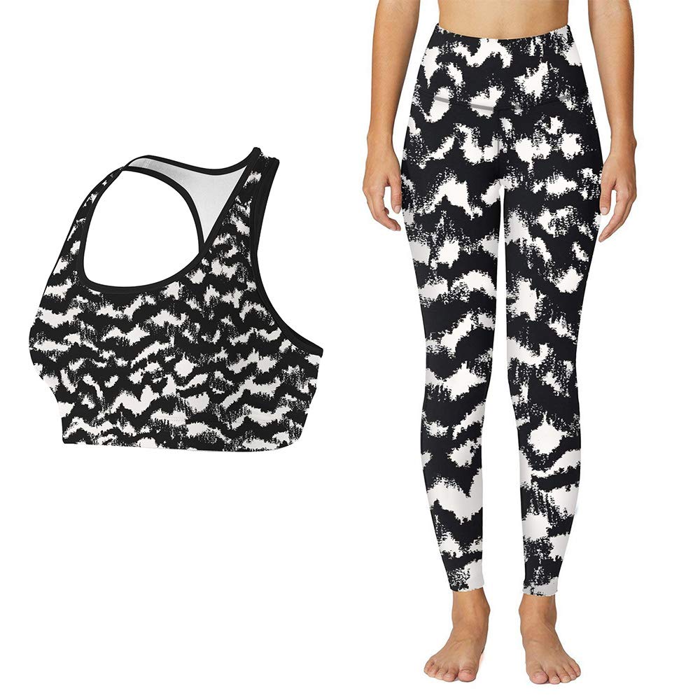 CHOO Women's Performance Workout Yoga Exercise Sport Leggings and Sports Bra Set