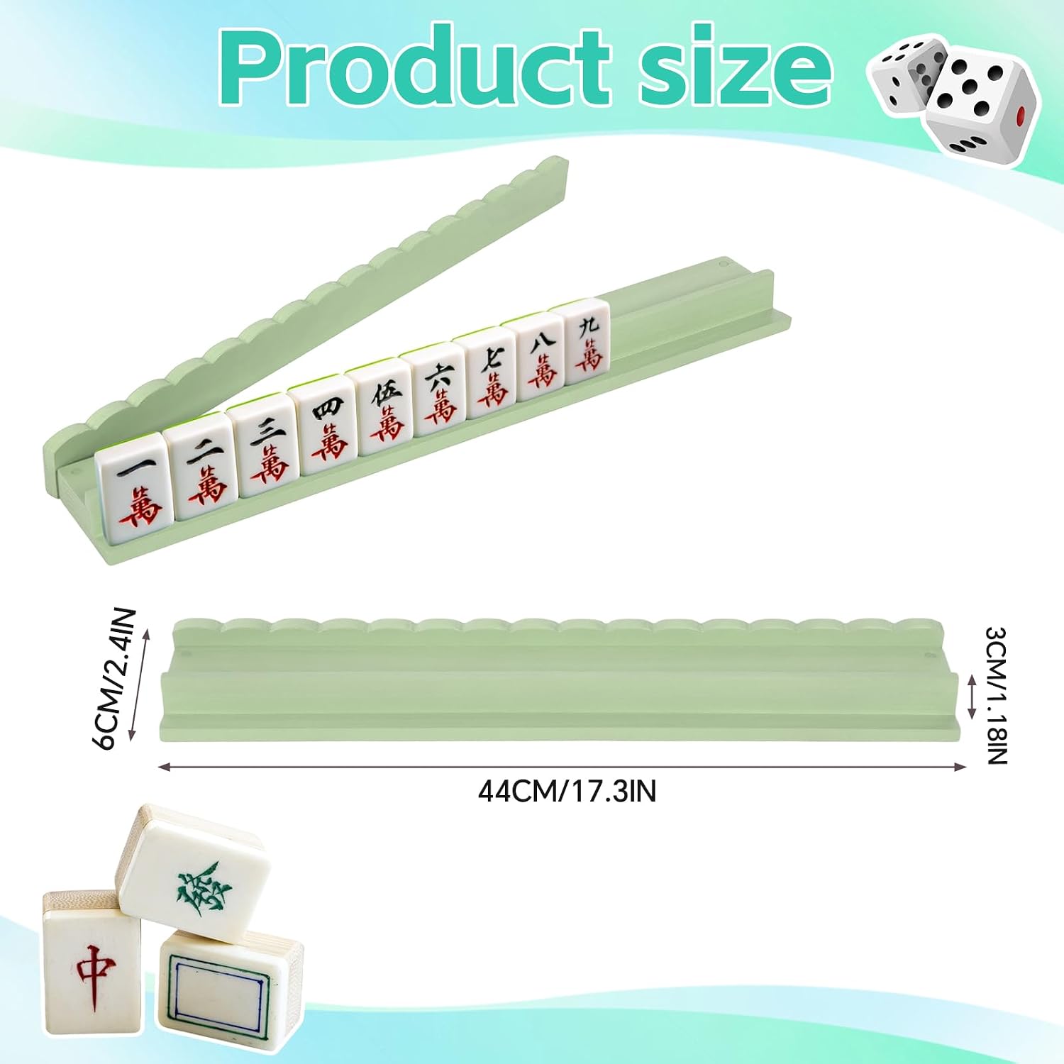 AQQHSAIN 4 Pcs Mahjong Racks with Pushers Wooden American Mahjong Tile Rack Set Magnetic Scalloped Organizing Tiles Holders with Storage Bags 17.3 Inch Mahjong Accessories for Players Gift (Green)