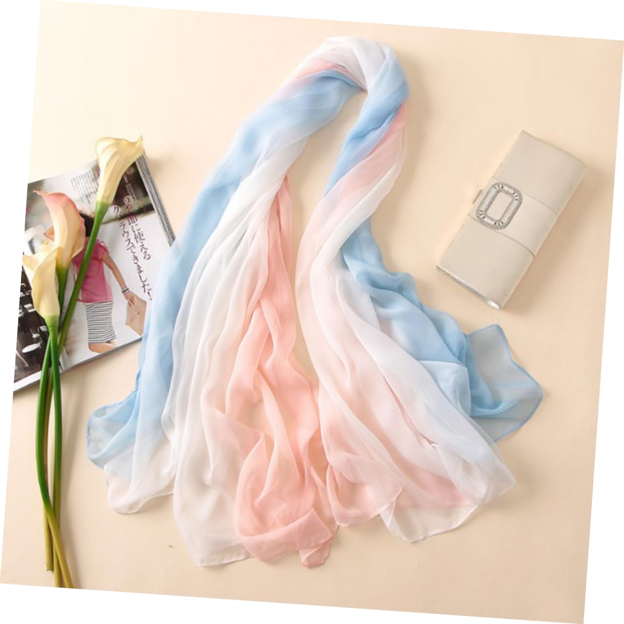 GALPADA 2 Pz sciarpa estiva Sciarpa leggera chiffon di chiffon da donna scialle da donna