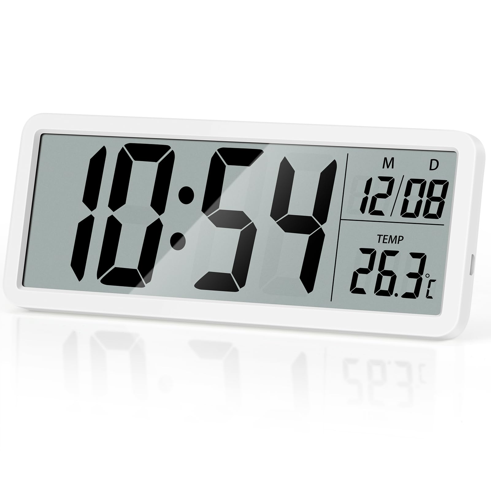 Horloge murale numérique LCD idéale pour cuisine et bureau avec température ambiante