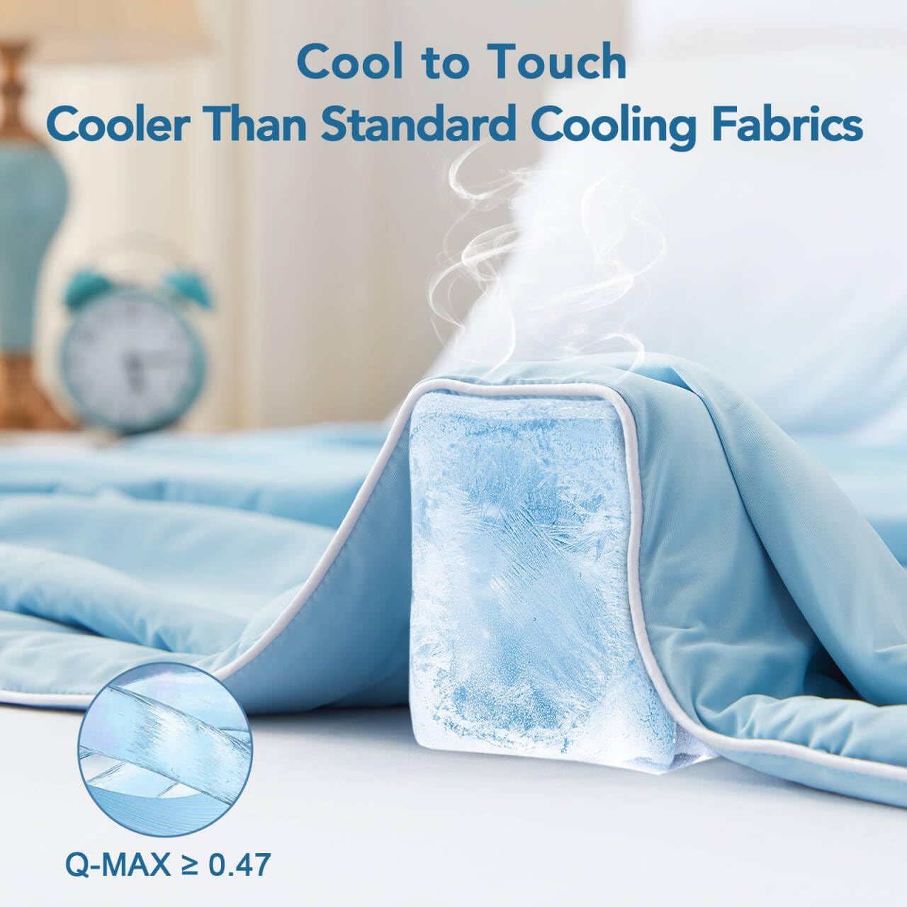 Revolutionary Cooling Comforter Queen Size, Ultra-Soft Cold Blanket Bed Comforter for Hot Sleepers Summer Bedding Quilt Blanket, Q-Max>0.47, 90 x 90 Inches (Full/Queen, Misty Blue)