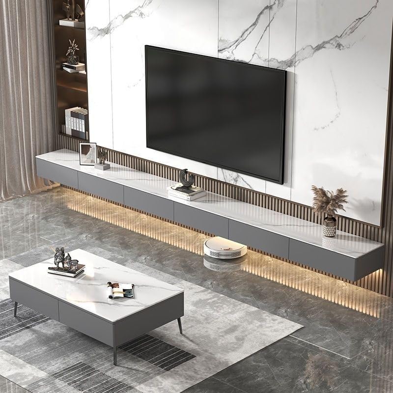 mobile tv Console multimediale montata a parete con supporto TV galleggiante con cassetto