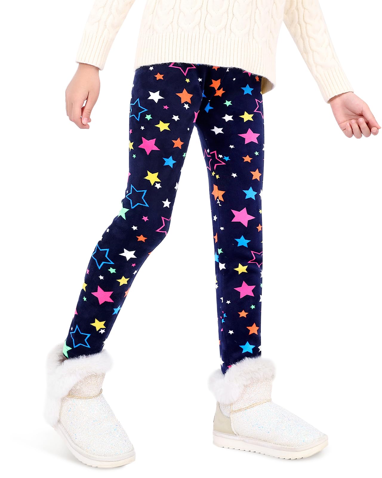 Domee Leggings Felpati Pantaloni Invernali Termici Bambina Pacco da 2