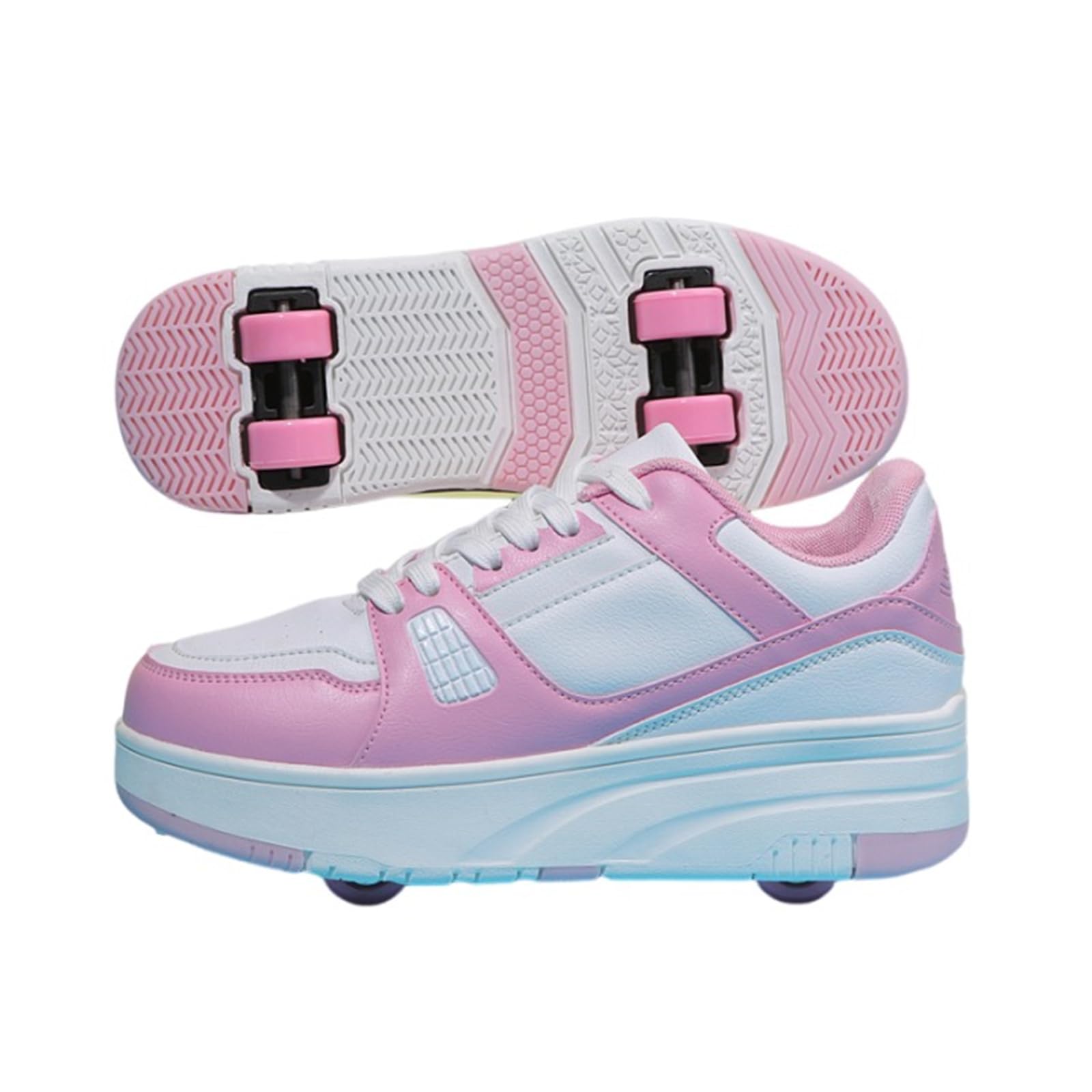 Mateju Zapatos con Ruedas para y Niñas, Patines Multiusos 2 en 1, Zapatillas Deportivas al Aire Libre Retráctil con 4 Ruedas, Zapatillas de Skateboarding Niña Niño