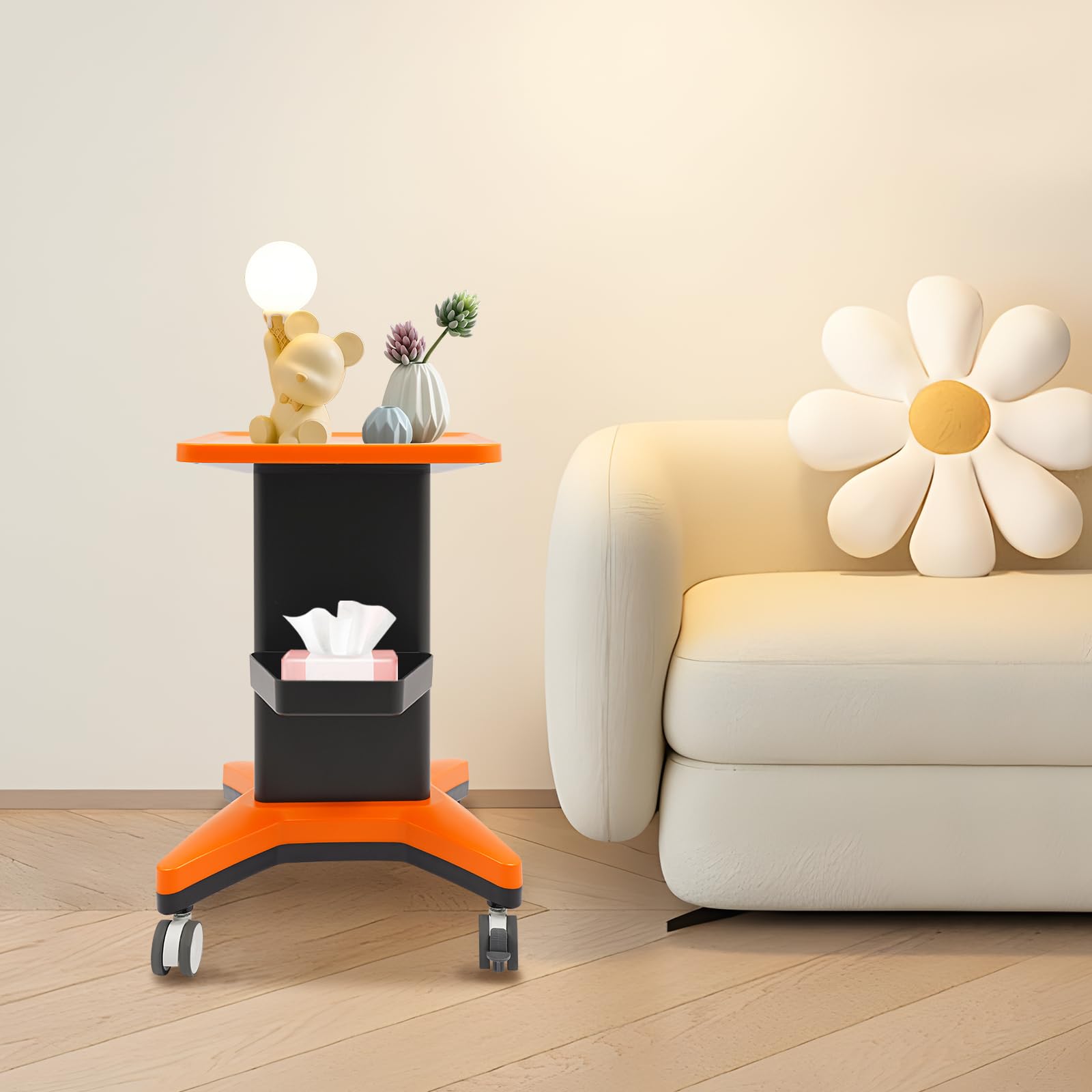 Carrello da parrucchiere, carrello per cosmetici, carrello di bellezza, carrello da servizio, carrello da lavoro, carrello da 60 kg, per ufficio, lavoro, spa, parrucchiere con asta laterale