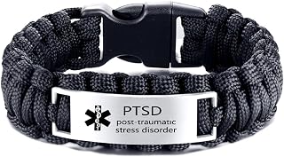 Medical Alert Braided Leather Bracelet for Men - Personalized Stainless Steel Survival ID with SOS Emergency Engraving Adjustable Cuff for Outdoor Sports Hiking Camping Hunting for Men Women