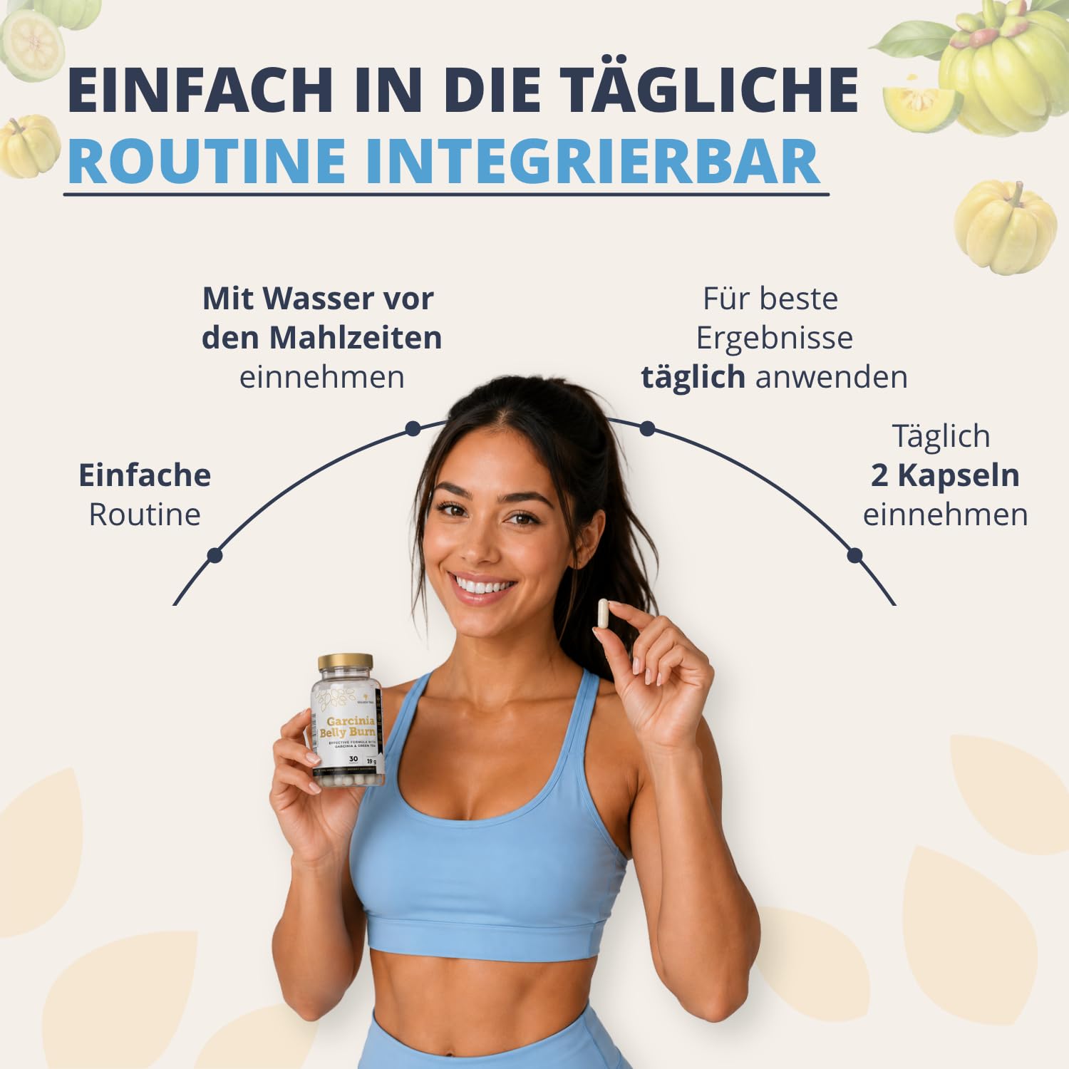 Golden Tree Garcinia Belly Burn – Garcinia Cambogia Kapseln mit ACTIGAR® DC60, Chrom & Grüntee Extrakt – hergestellt in der EU, 60 pflanzliche Kapseln