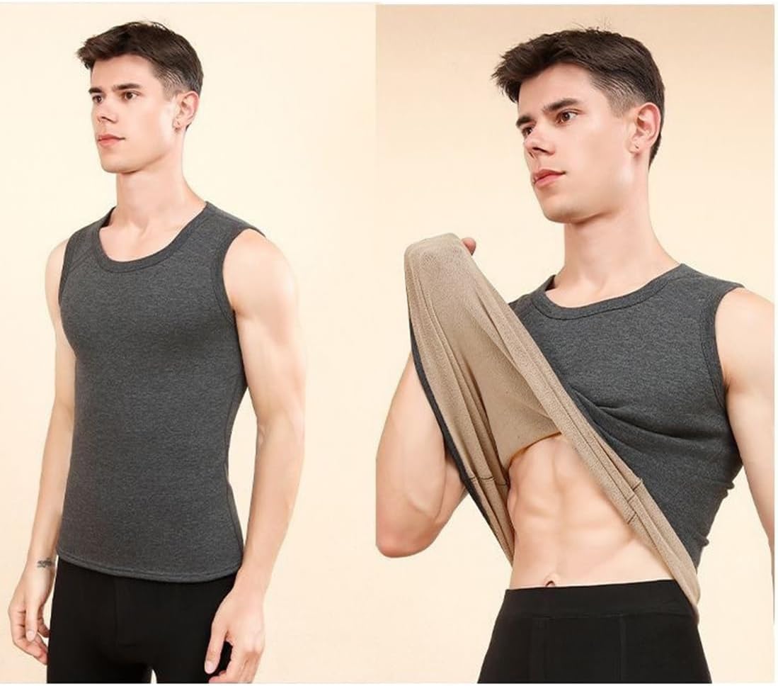 Ouruikia Men Thermal Underwear Tops Fleece Lined Thermal Underwear Vest Keep Warm Thermal Sleeveless Vest Tank Tops