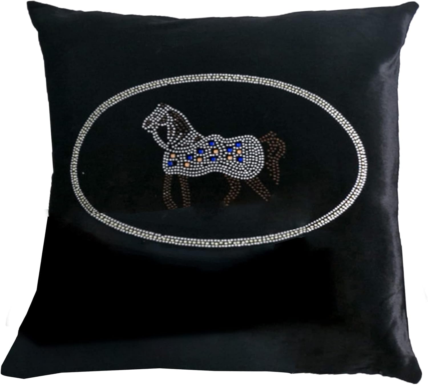 Dark Purple Velvet Bed Runner Horse Pattern Diamond Bed Scarf Bedspread Fashion Bedding Cover Decor Bed Throw Blankets Protection for Hotel Bedroom, 45 x 240cm