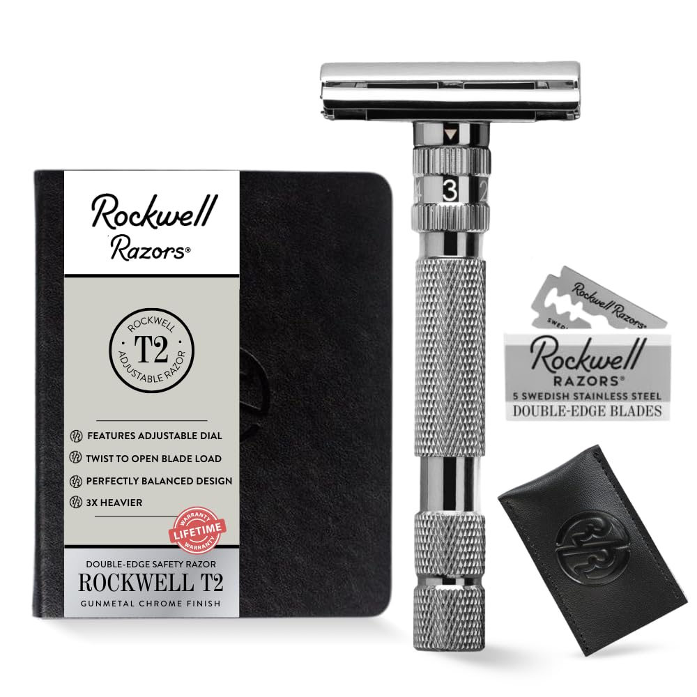 ROCKWELL T2 Adjustable Twist-to-Open Safety Razor for Men & Women | Eco-Friendly & Reusable Shaving Razor | 5 Double Edge ... - Review, Price and Buying Guide