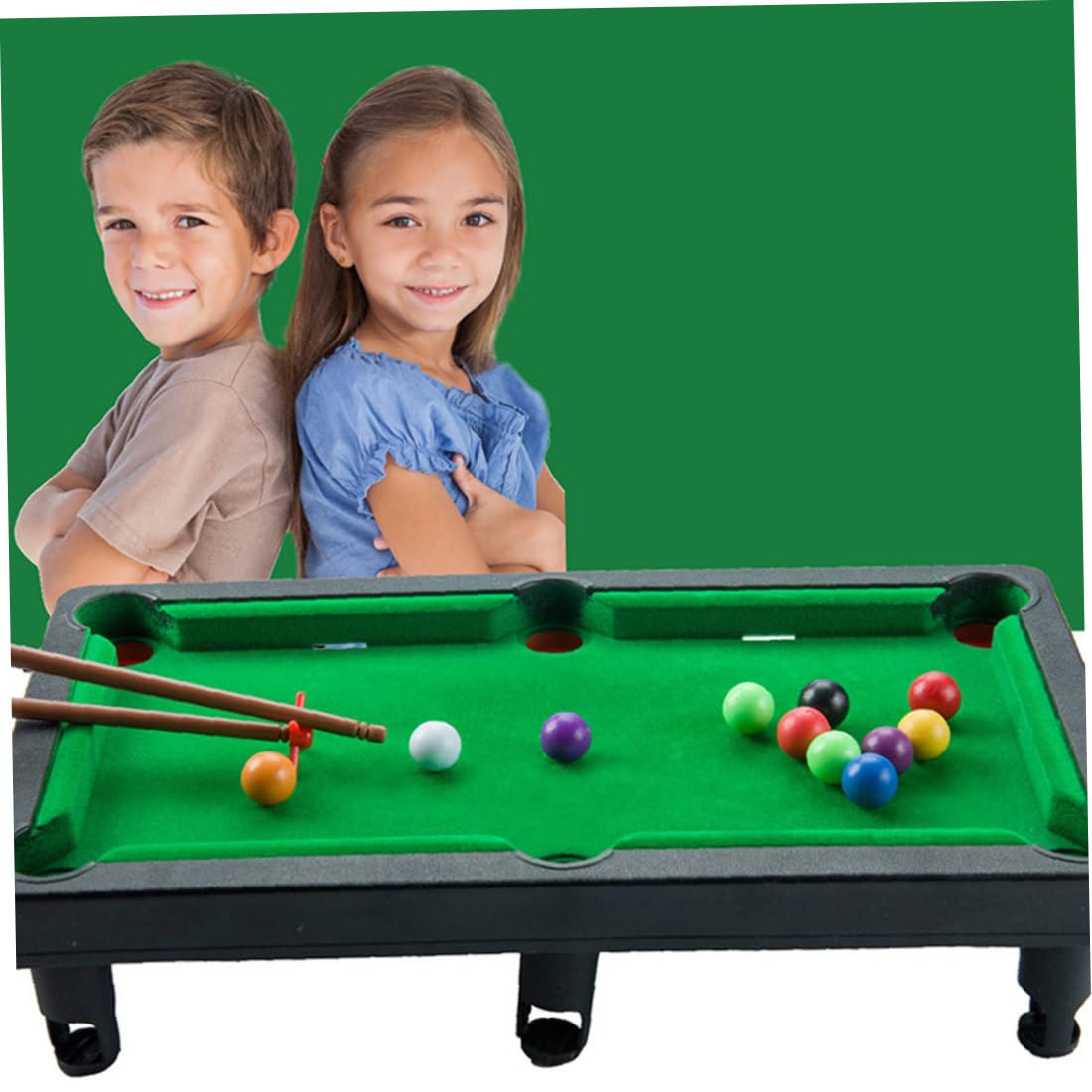 1 Ensemble de Mini Piscine de Table, Petit Jeu Billard Comprenant des balles Jeu, des bâtons et Un Support Triangulaire, Jeux Bureau conviviaux pour Les Voyages