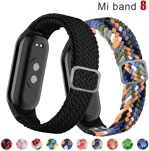 Miniatura 2 de Trenzado Solo Loop Para Xiaomi Mi Band 8 7 6 5 4 3 Correa de reloj ajustable de nylon elástico pulsera de reemplazo
