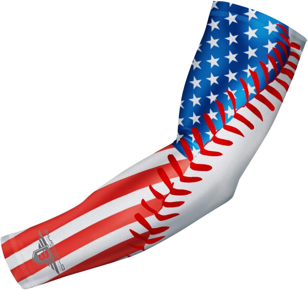 Bucwild Sports Compression Arm Sleeve - Youth & Adult Sizes - Baseball Football Basketball Sports (1 Arm Sleeve)