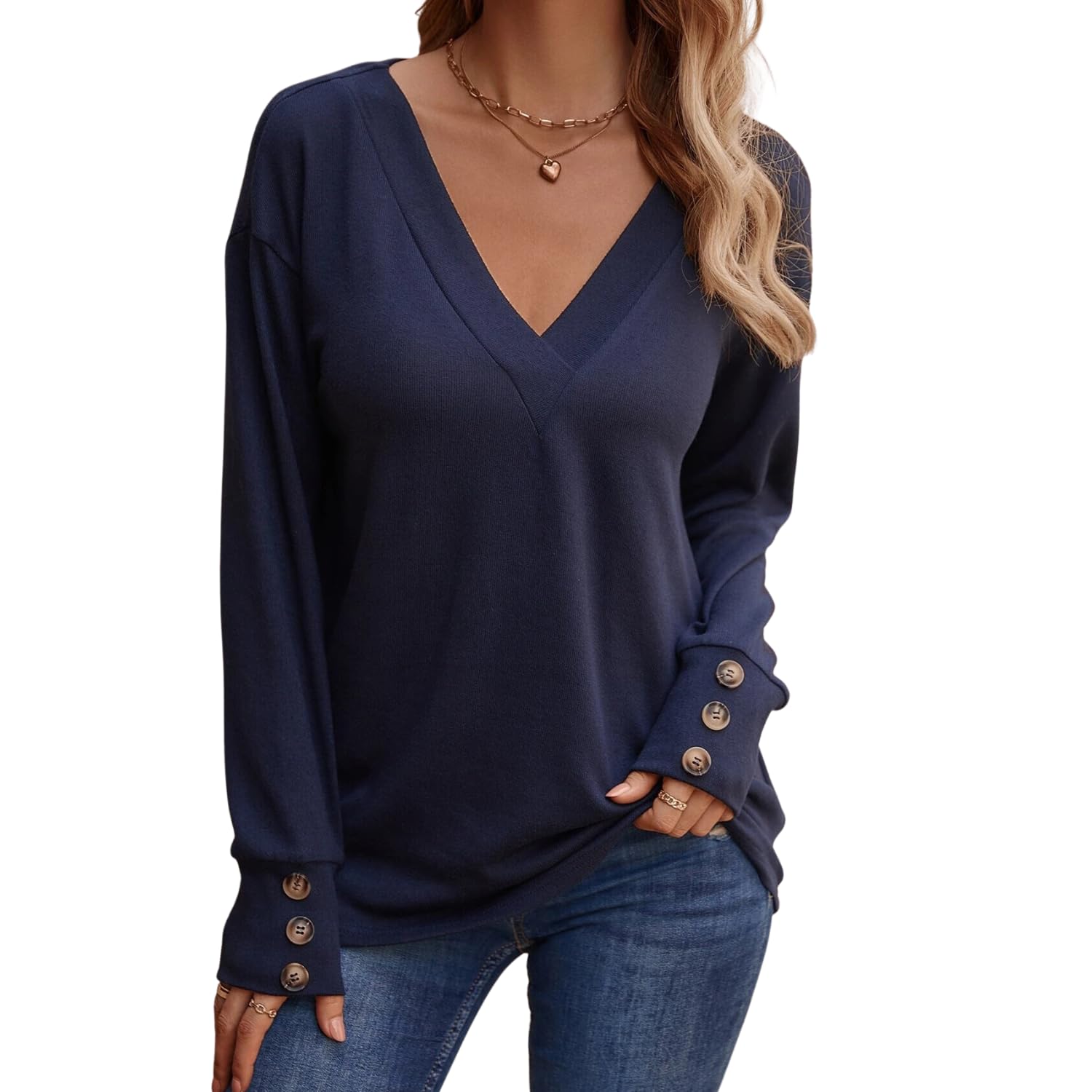 SKAYSBlouses For Women, Plus Size Tops For Women, V Neck Long Sleeve Shirts For Women, Tunic Tops To Wear With Leggings