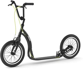 Yedoo Friday Adult Kick Scooter 16 Inch Pneumatic Wheels Lightweight Aluminum Frame City Commuter Scooter Adjustable Handlebar Portable Scooter Black