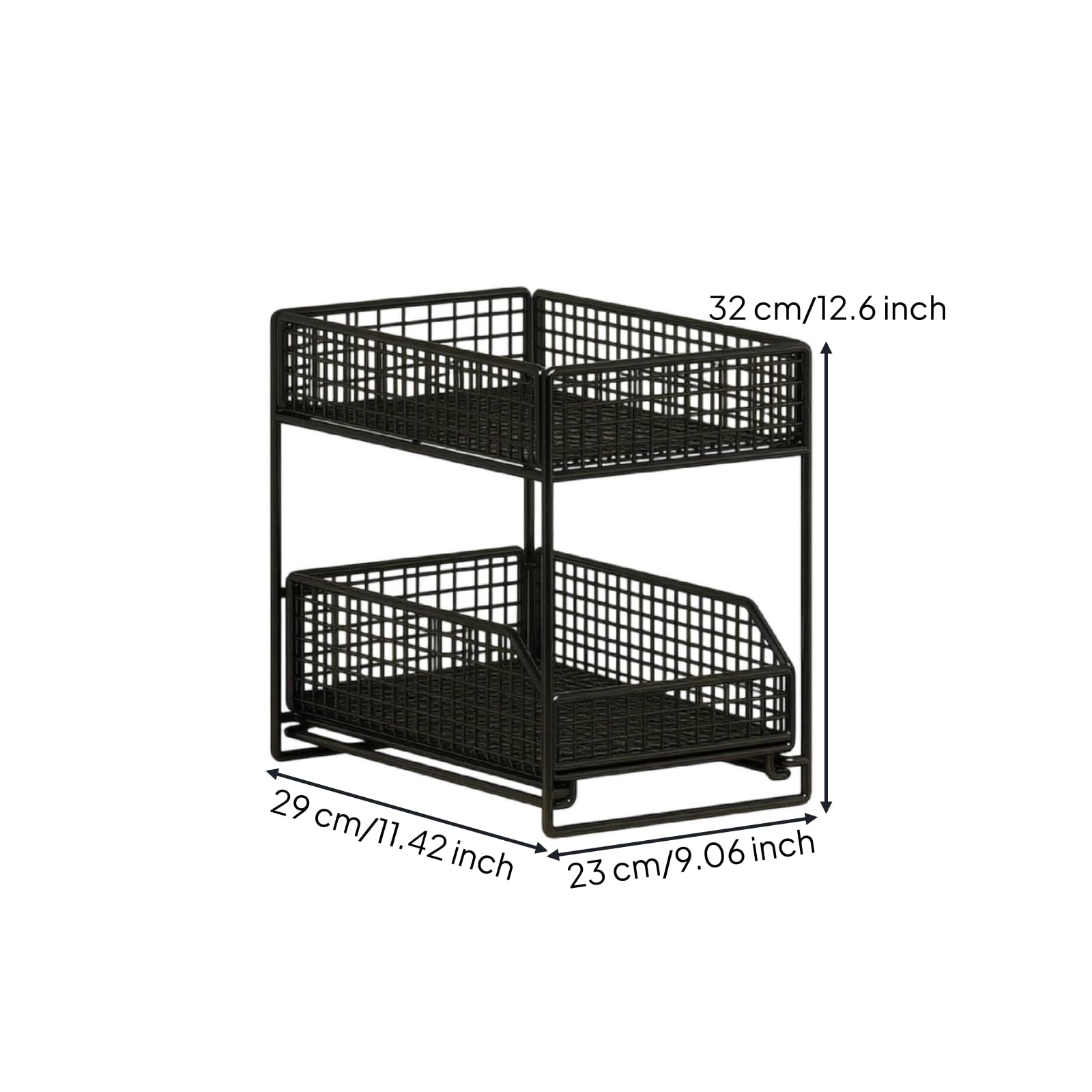 Scaffale con Cestini Autoportante Arredo , Nero , Griglia 1-Strato 23x29cm