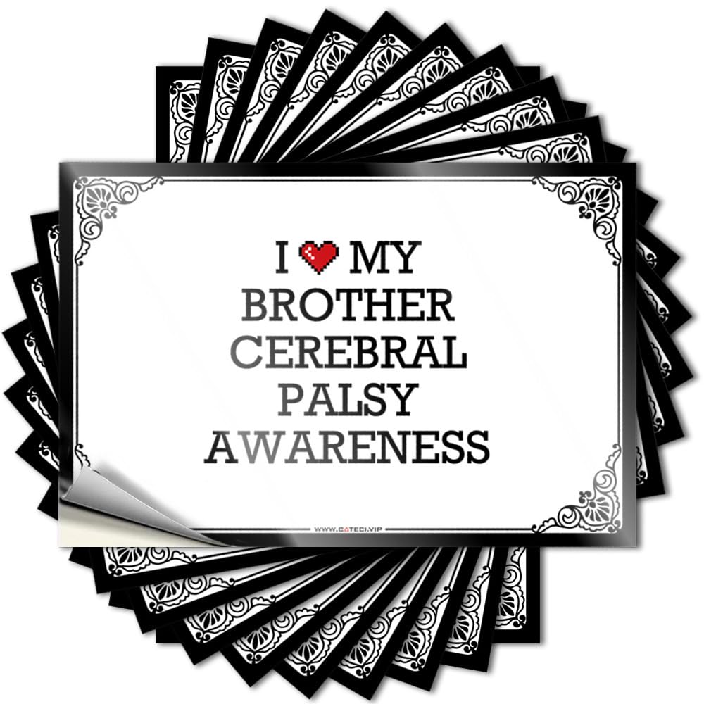 Fzfn Girls Colour Quote Camper Accessories For Outside Waterproof Vinyl Sticker | I Love My Brother Cerebral Palsy Awareness Coffee Water For Texas Diy Projects(8X12cm)