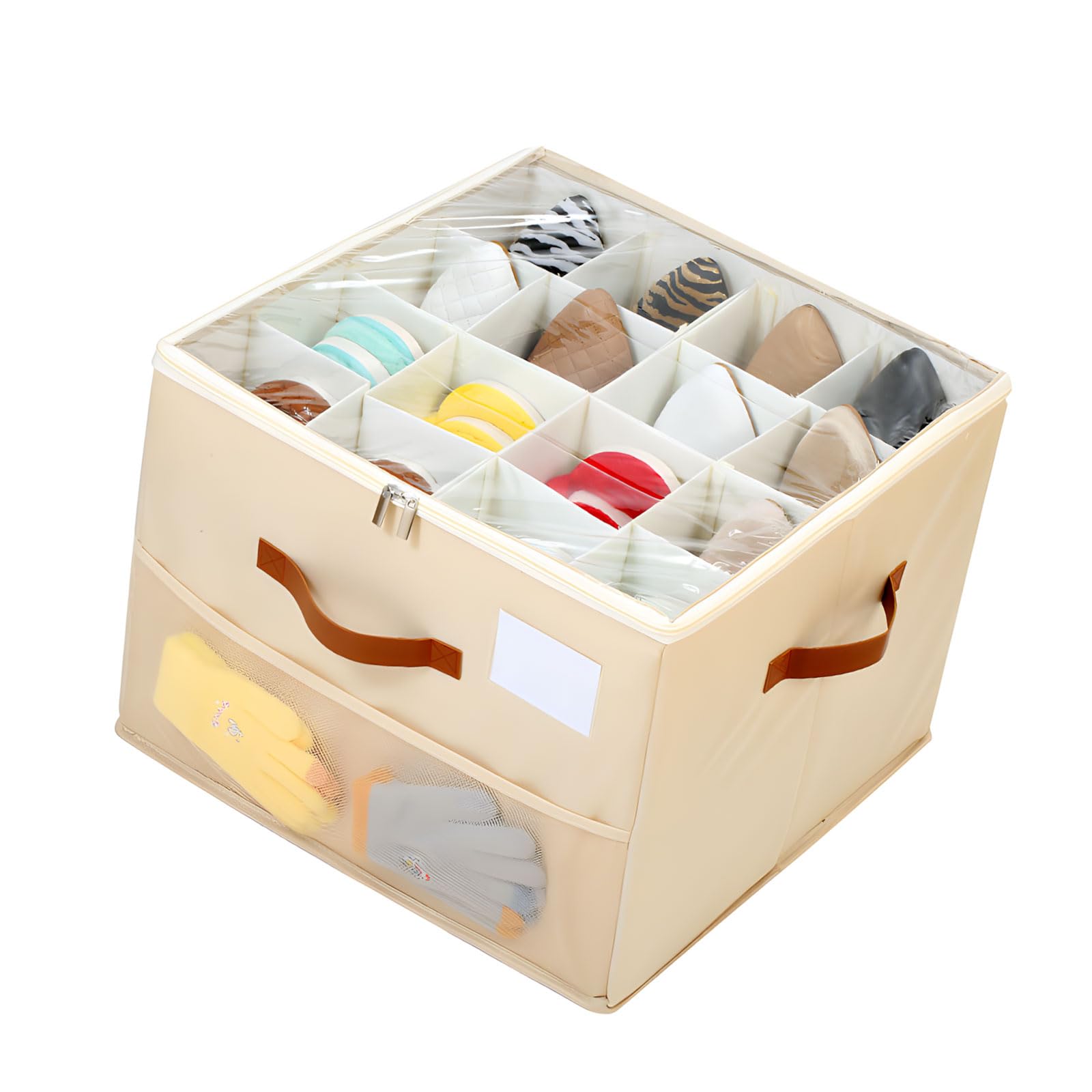Msioytog Large Shoe Storage Organizers for Closet Fit 8 16Pairs with Clear Covers and Reinforced Handles Foldable Designs Stackable Shoe Boxes