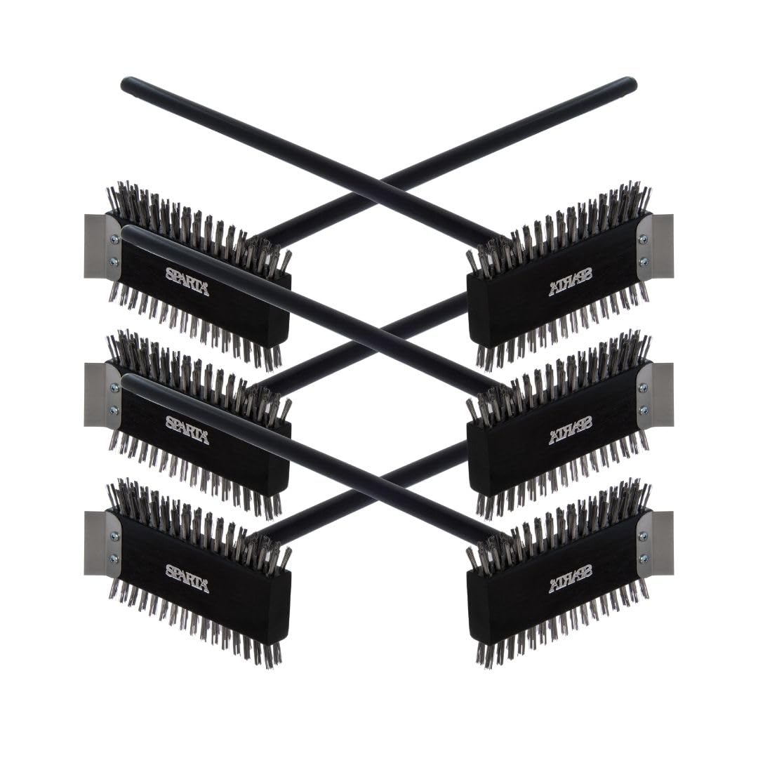 SPARTA 4029000 Stainless Steel Grill Brush, Grill Scraper With Metal Bristles, 30.5 Inches, Black, (Pack of 6)