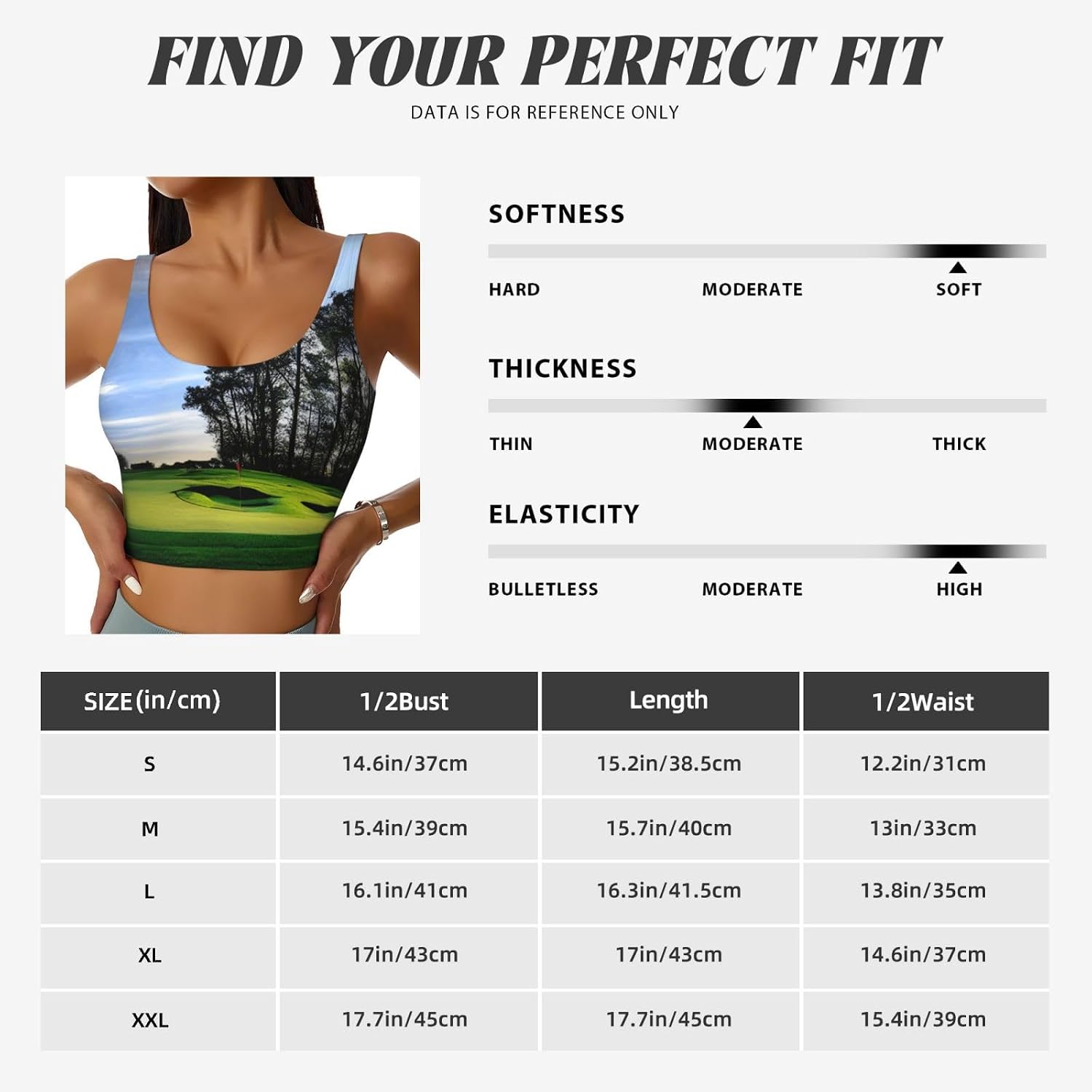 Golf Course and Tree Print Women's Strappy Sports Bra, Stretch Gym Bras U Neck Yoga Tops, Comfort Seamless Bra