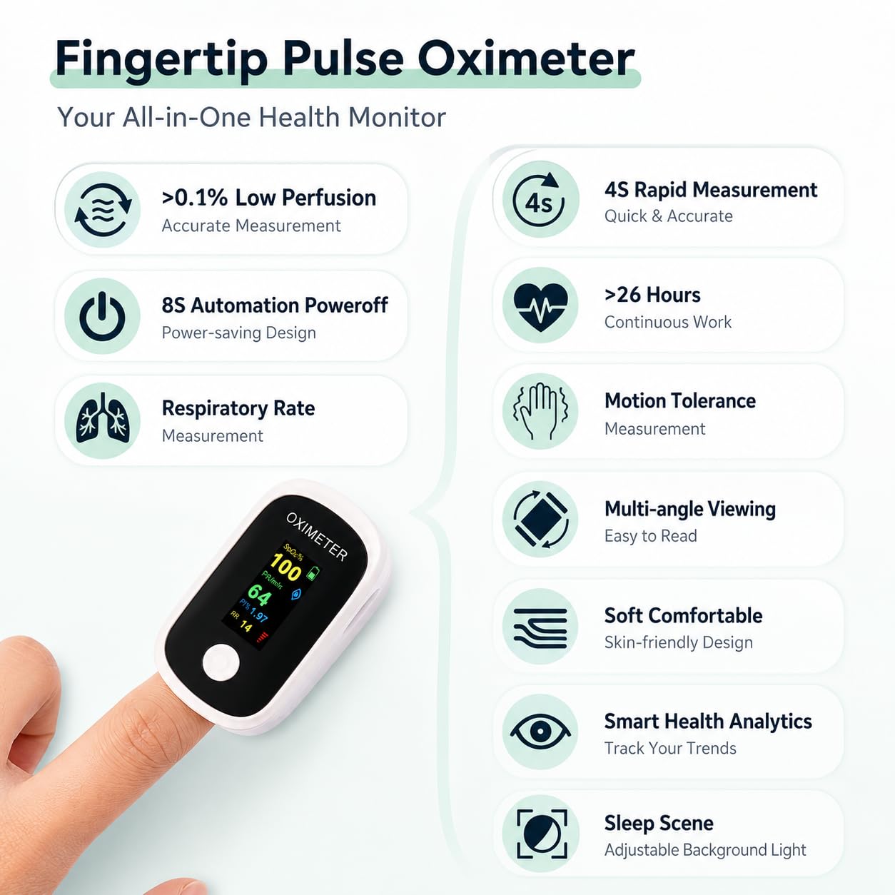 Pulse Oximeter - Monitor SpO2 & Heart Rate -5