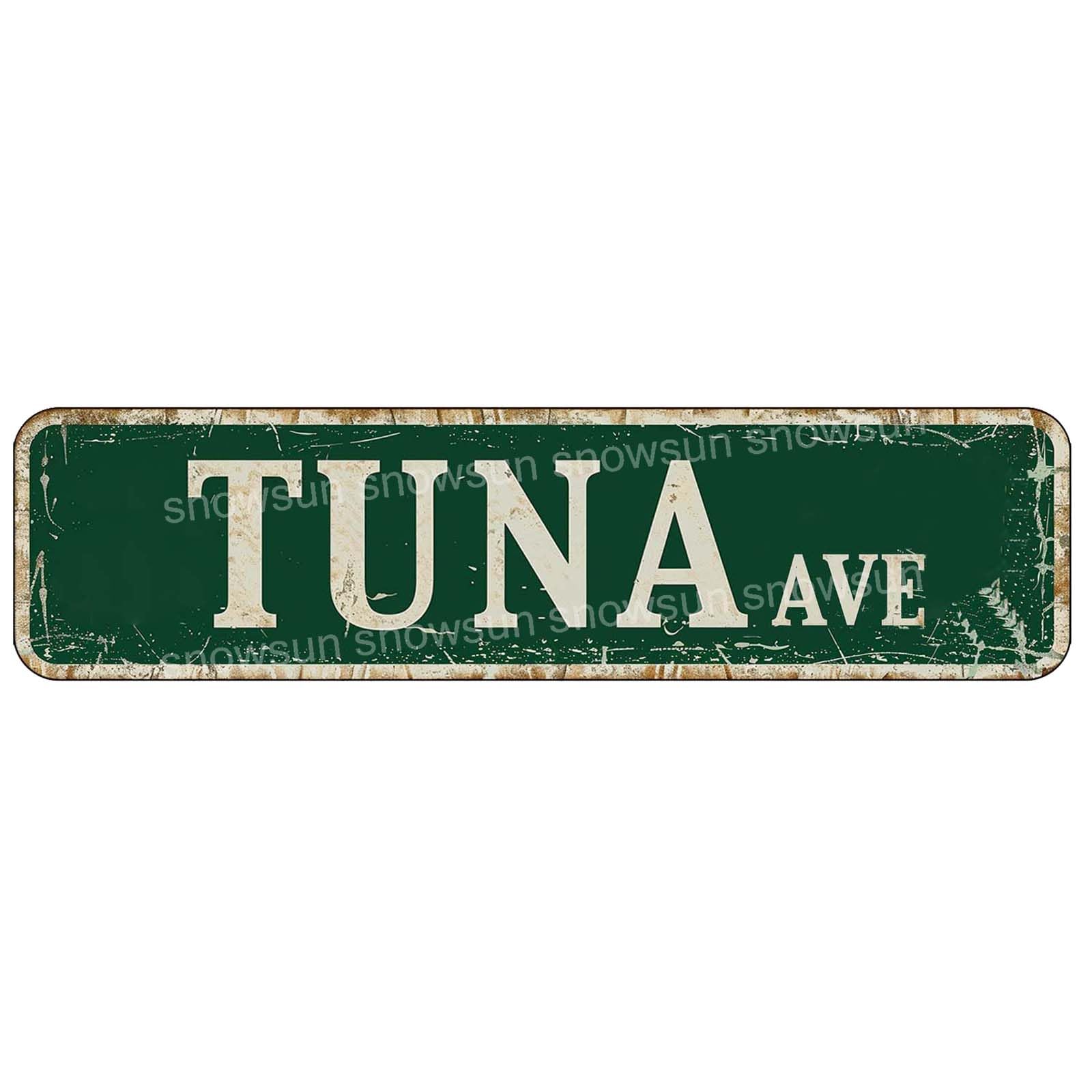 Tuna Ave Vintage Tin Signs Retro Metal Sign For Home Bar Office Outdoor Garden Wall Decor 4x16 Inch