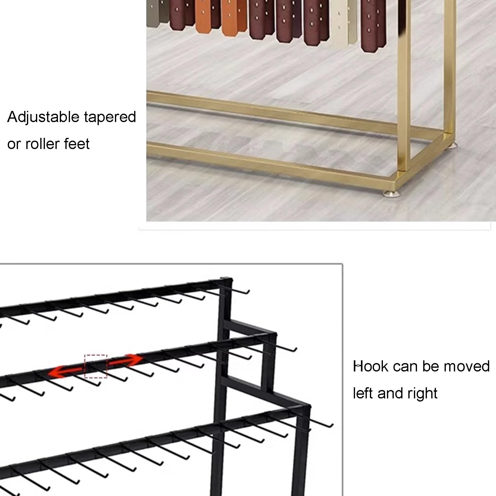 Gürtelständer, Organizer für Gürtel und Taschen, bodenstehend, Aufbewahrungshalter (schwarz, 80 x 40 x 150 cm)
