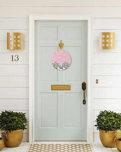 Miniatura 3 de Seasonal Front Door Welcome Sign, Merry Christmas Snowman Xmas Tree Snowflake Pink Round Wood Wreaths Wall Hanging Sign for Outdoor Porch Wall