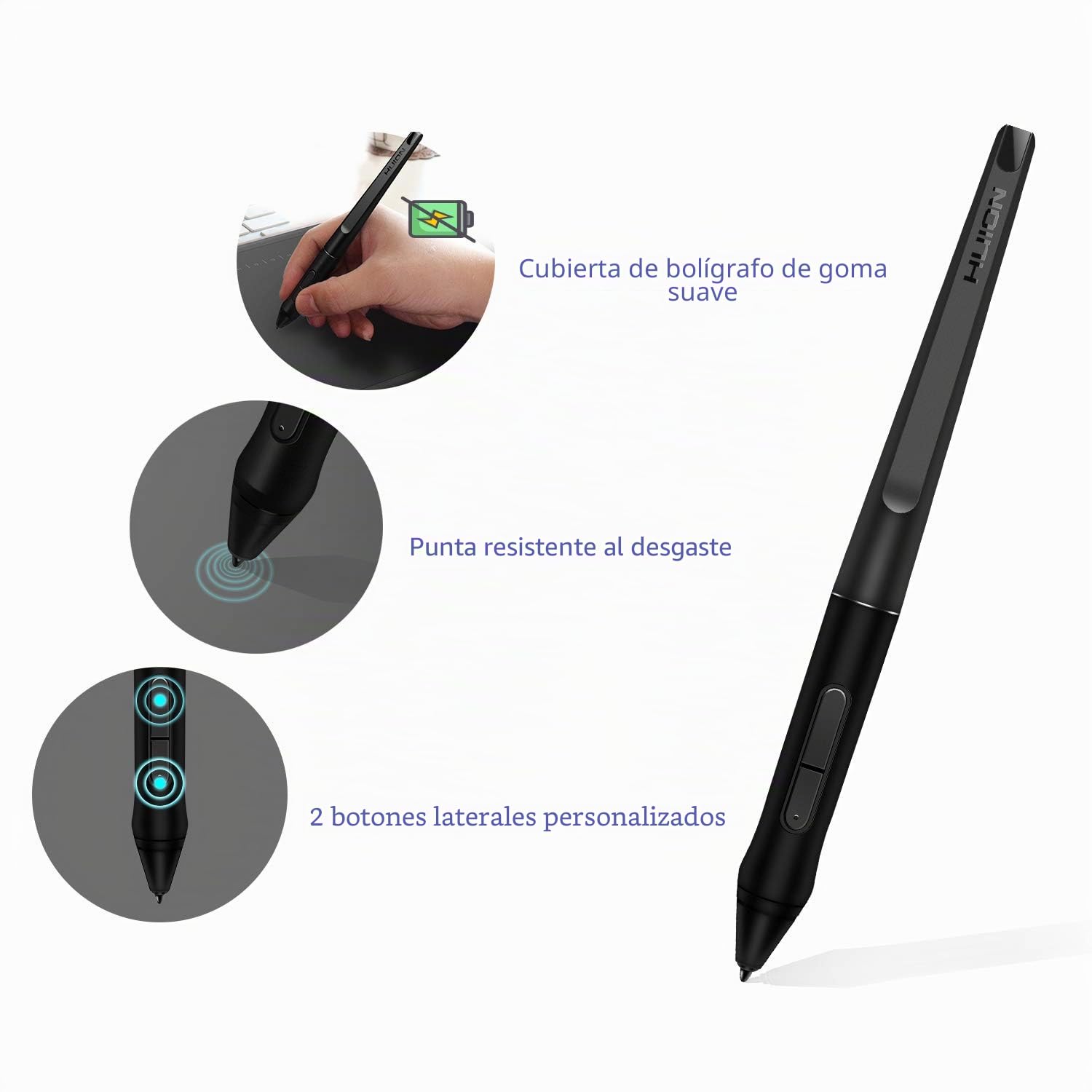HUION PW500 Stylus Pen 8192 Levels - Lápiz digital para tableta gráfica sin batería compatible con HUION INSPIROY Q11K V2, WH1409 V2, HS611, Q620M, PRO 22 2019