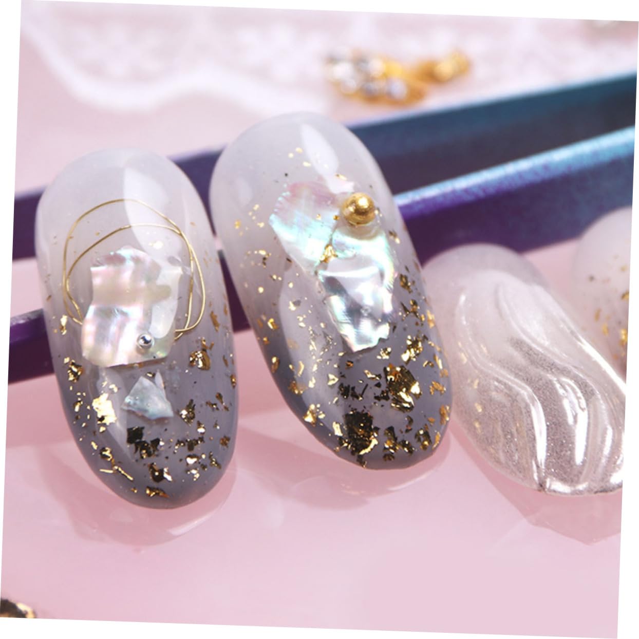 Healeved 6 Cajas manicura pegatinas etiqueta engomada del arte del clavo decoración de uñas irregulares uñas postizas fake nails encanto de manicura accesorios de manicura joya