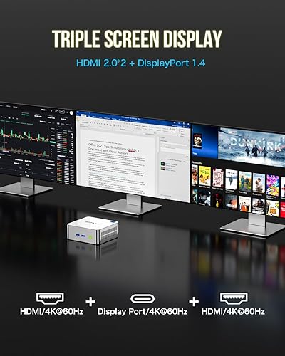 Miniatura 7 de GMKtec Mini PC Intel i5-12450H (Turbo 4.4 GHz) 32 GB DDR4 1TB M.2 NVMe SSD, Windows 11 Pro Mini computadoras, USB 3.2, Type-CWiFi 6, BT5.2, RJ45