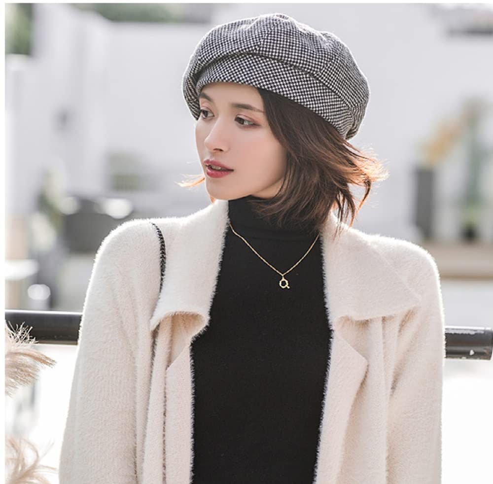 Duories Klassische Damen Beanie Mütze Warme Wintermütze Wollmütze Baskenmütze Herbstmütze Barett Mütze Beret Cap Baskenmütze Schiebermütze Schlapphut für Frauen Mädchen,Schwarz