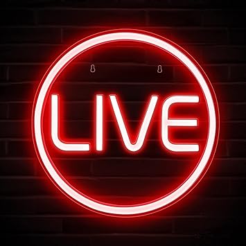Live Sign - LED Live On Air Light for Streamers/Influencers/Gamers - Red Cool Live Neon Lights for Streaming/Recording - Live Led Neon Signs for Studio, Game Room, Bedroom Wall Decor (10 X 10 Inches)