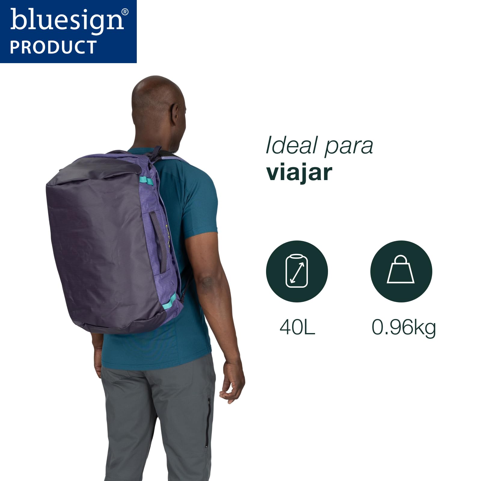Osprey Transporter Bolsa de Viaje Unisex, 40L, Raven Black/Black